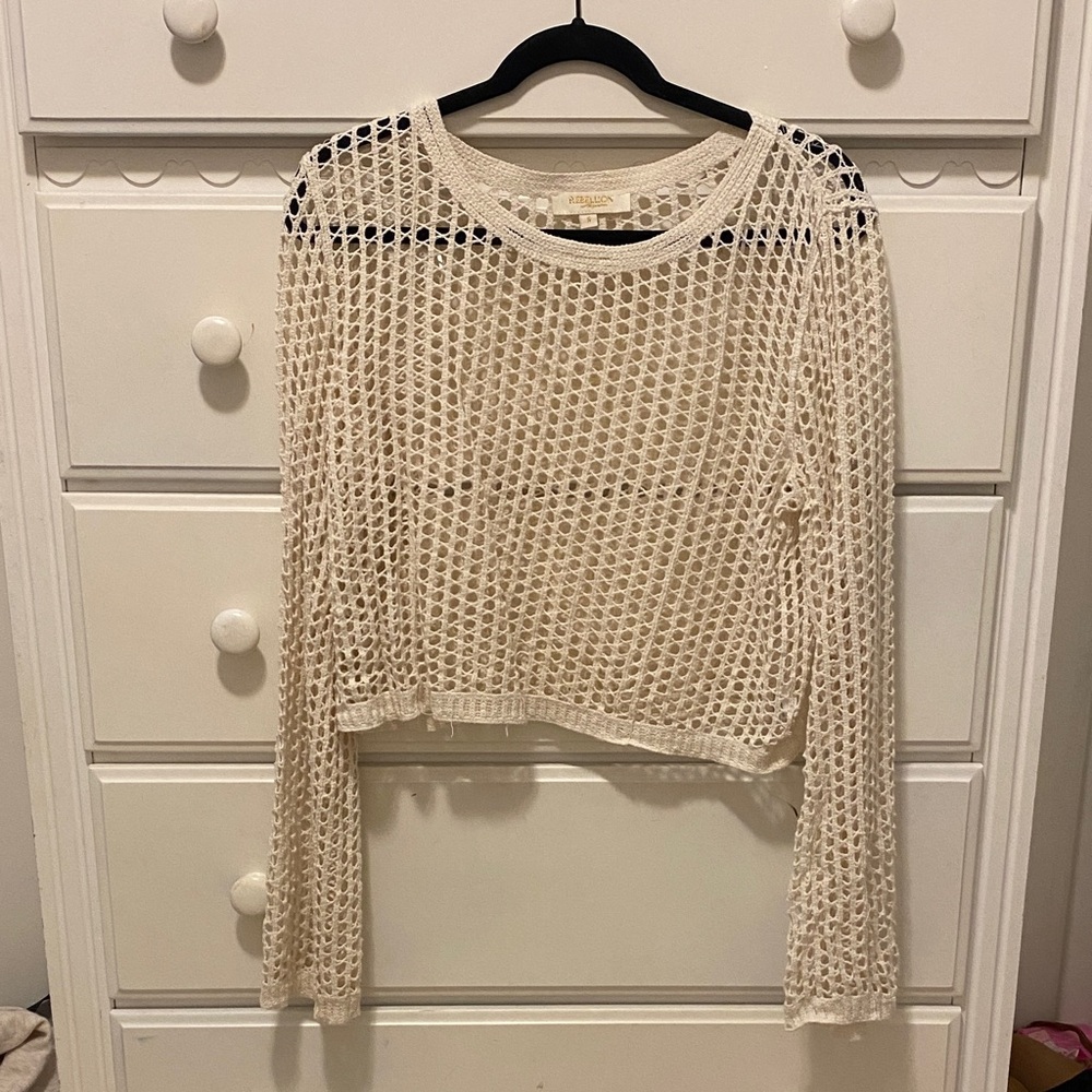 Elegant Cream Crochet Crop Top